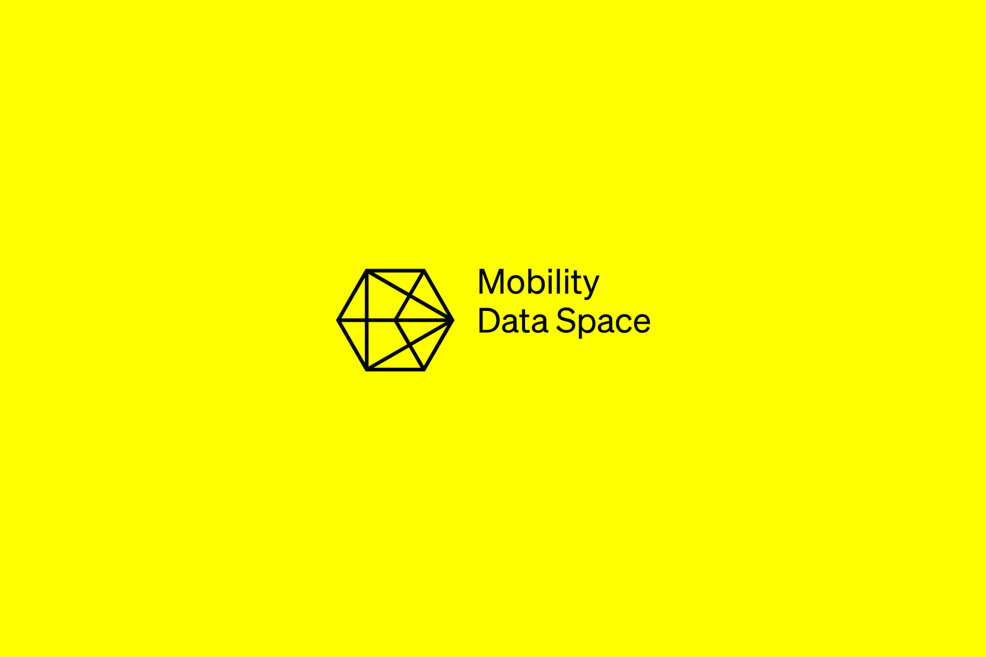 Gif-Animation des schwarzen Mobility Data Space Logos auf gelbem Hintergrund